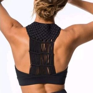 Carbon38 | Sayang Canggu Macramé Crochet Sports Bra in Black